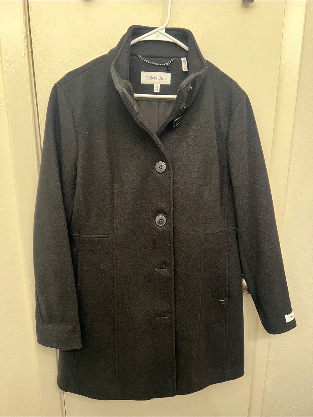 Calvin Klein Women's Black Button-Front Pea Coat